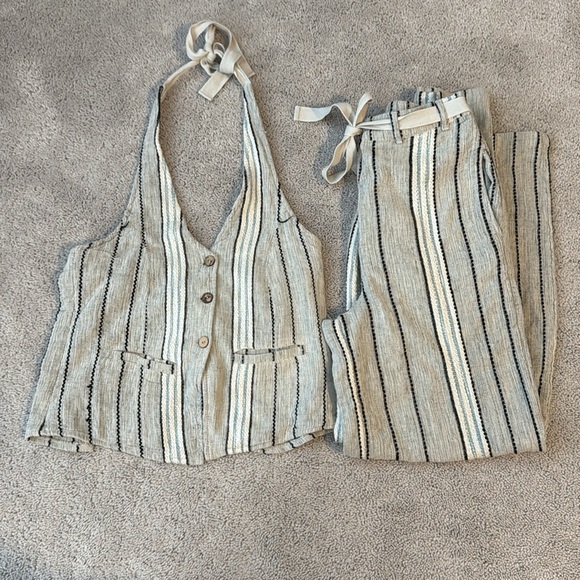 Free People Take Me To Paris Low-Back Striped Set | Size S | Multi-Stripe - Picture 4 of 16